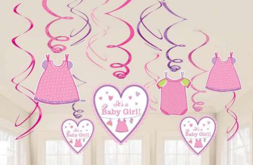 Baby Shower Girl Hanging Swirls